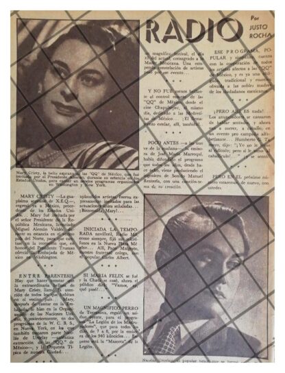AFICHE RETRO. NICOLAS URCELAY Y MARY CRISTY XEQ RADIO 1947