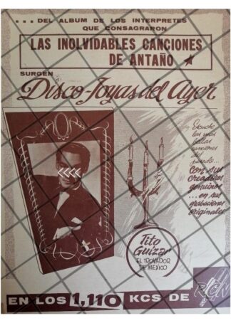 PUBLICIDAD RETRO TITO GUIZAR RADIO DIFUSORA R.C.N. 1961
