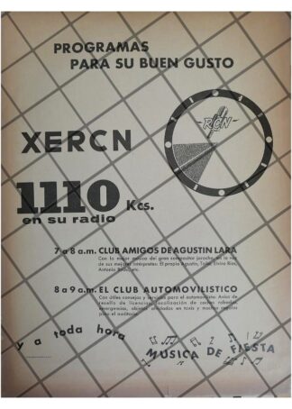 PUBLICIDAD RETRO RADIO DIFUSORA XERCN 1961
