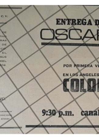 AFICHE RETRO TELEVISA. PREMIOS OSCAR 1969 CANAL 2