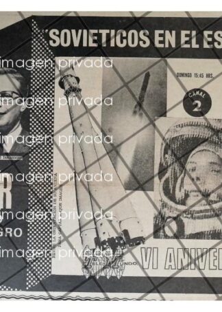 AFICHE RETRO TELEVISA. SOVIETICOS EN EL ESPACIO 1960s