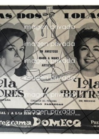 AFICHE RETRO TELEVISA. LOLA BELTRAN Y LOLA FLORES 1969