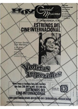 AFICHE RETRO TELEVISORA CANAL 13. VIOLETAS IMPERIALES 1969
