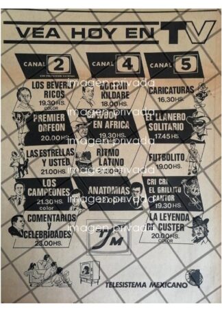 AFICHE RETRO TELESISTEMA MEXICANO. PROGRAMAS 1969
