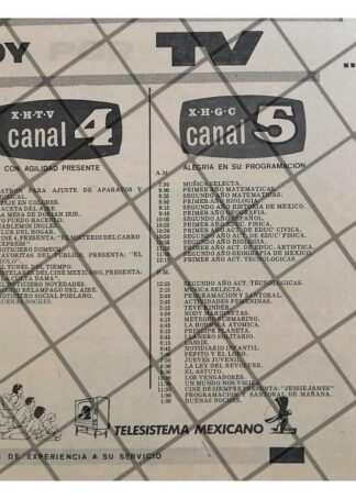 PUBLICIDAD RETRO TELESISTEMA MEXICANO 1969 MENU 8
