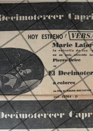 AFICHE RETRO PELICULA. DEL DECIMO TERCER CAPRICHO 1967