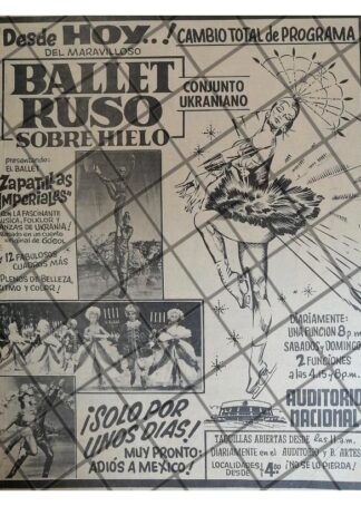 PUBLICIDAD RETRO BALLET RUSO SOBRE HIELO AUDITORIO NAC