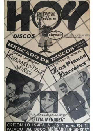 AFICHE RETRO DISCOS ORFEON. HERAMAMITAS NUÑEZ Y MAS 1965