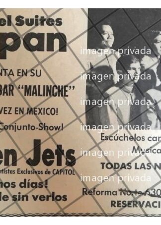 AFICHE RETRO GRUPO GOLDEN JETS EN HOTEL TECPAN 1967