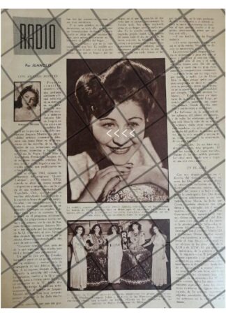 AFICHE RETRO ENTREVISTA A CANTANTE AMPARO MONTES 1944