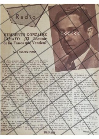 AFICHE RETRO LOCUTOR HUMBERTO GONZALEZ TAMAYO 1953