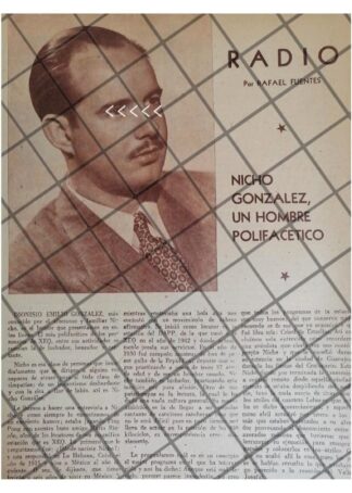 AFICHE ANTIGUO. EL LOCUTOR NICHO GONZALEZ 1952