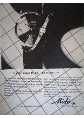 CARTEL PUBLICITARIO RETRO RELOJES MIDO OCEAN STAR 1962 /6