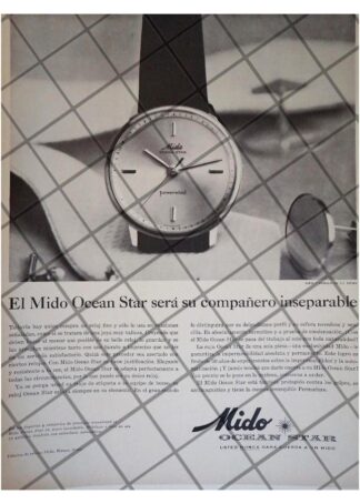 CARTEL PUBLICITARIO RETRO RELOJES MIDO OCEAN STAR 1961 /7