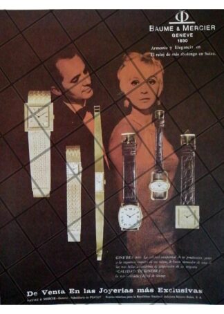CARTEL PUBLICITARIO RETRO RELOJES BAUME & MERCIER 1968 /5