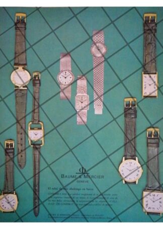 CARTEL PUBLICITARIO RETRO RELOJES BAUME & MERCIER 1967