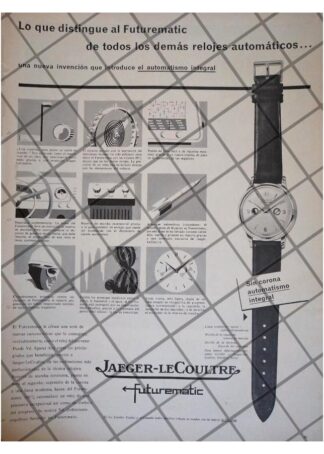 HOJA CARTEL RETRO RELOJES JAEGER LECOULTRE FUTUREMATIC