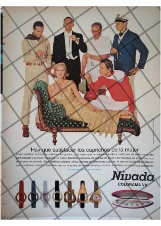 CARTEL PUBLICITARIO RETRO 1963 RELOJES NIVADA COLORAMA 7