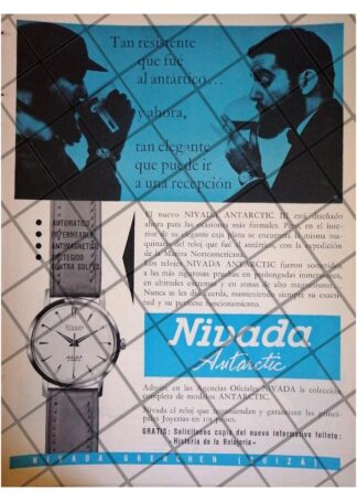 CARTEL PUBLICITARIO RETRO RELOJES NIVADA ACUAMATIC 1959