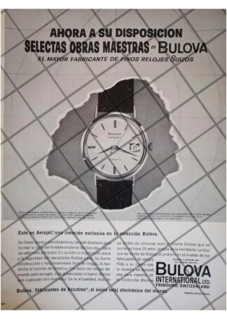 CARTEL PUBLICITARIO RETRO RELOJES BULOVA AEROJET 1963
