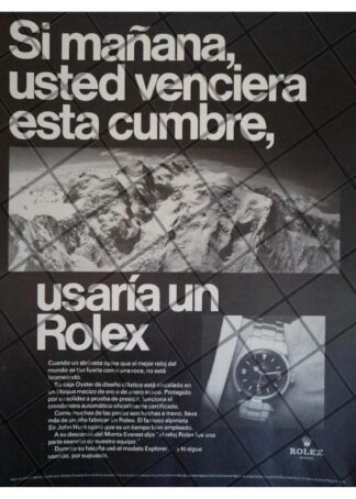 CARTEL PUBLICITARIO RETRO RELOJES ROLEX Y MONTE EVEREST