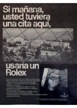CARTEL PUBLICITARIO RETRO RELOJES ROLEX Y LA O.N.U. 1969