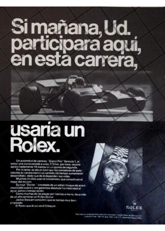 CARTEL RETRO RELOJES ROLEX OYSTER Y LA FORMULA 1 1969