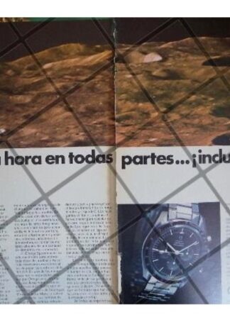 CARTEL RETRO RELOJES OMEGA Y VIAJE A LA LUNA 1969