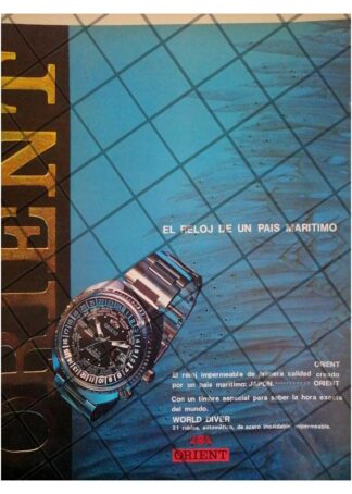 CARTEL PUBLICITARIO RETRO RELOJES ORIENT WORLD DIVER