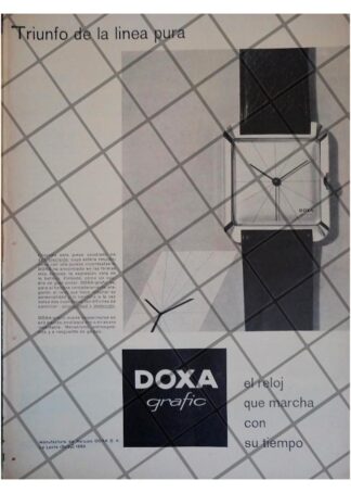 CARTEL PUBLICITARIO RETRO RELOJES DOXA GRAFIC 1957 1RA ED.