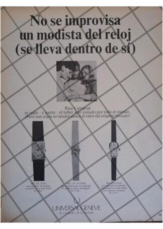 CARTEL PUBLICITARIO RETRO RELOJES UNIVERSAL GENEVE 1967