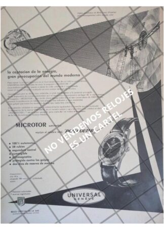 CARTEL RETRO RELOJES UNIVERSAL GENEVE POLEROUTER 1958