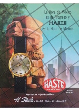 CARTEL PUBLICITARIO RETRO RELOJES HASTE FAIRLINE 1965