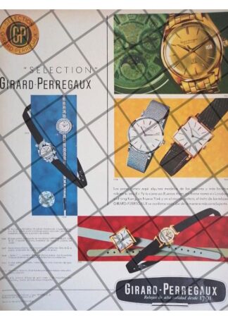 CARTEL PUBLICITARIO RETRO RELOJES GIRARD PERREGAUX 1960