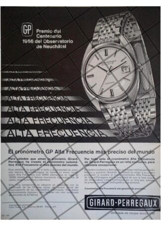 CARTEL PUBLICITARIO RETRO RELOJES GIRARD PERREGAUX 1966