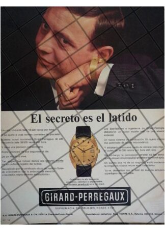 CARTEL PUBLICITARIO RETRO RELOJES GIRARD PERREGAUX 1969