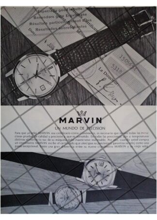 CARTEL PUBLICITARIO RETRO. RELOJES MARVIN AUTOMATIC 1965