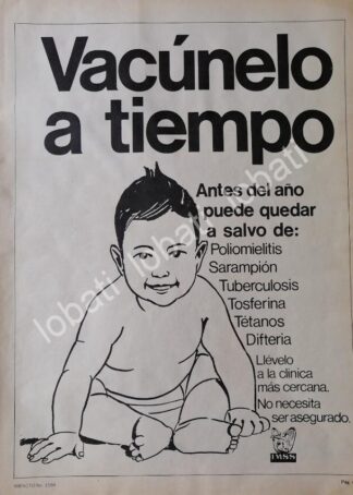 CARTEL ANTIGUO ORIGINAL DE CAMPAÑA DE VACUNACION IMSS 1980 /59