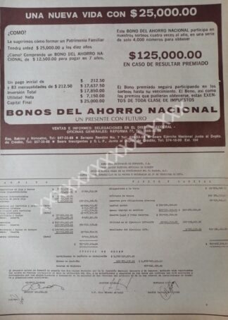 CARTEL ANTIGUO BONOS DEL AHORRO NACIONAL 1971