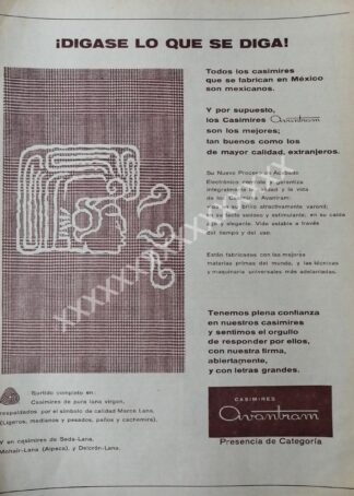 CARTEL ANTIGUO PUBLICITARIO CASIMIRES AVANTRAM S.A 1959