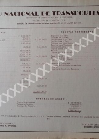 CARTEL ANTIGUO BANCO NACIONAL DE TRANSPORTES 1959