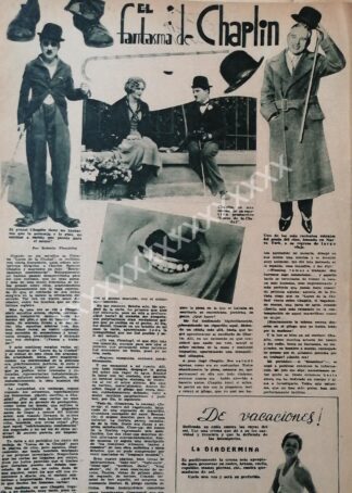NOTA DE PRENSA ANTIGUA 1930 CHARLES CHAPLIN