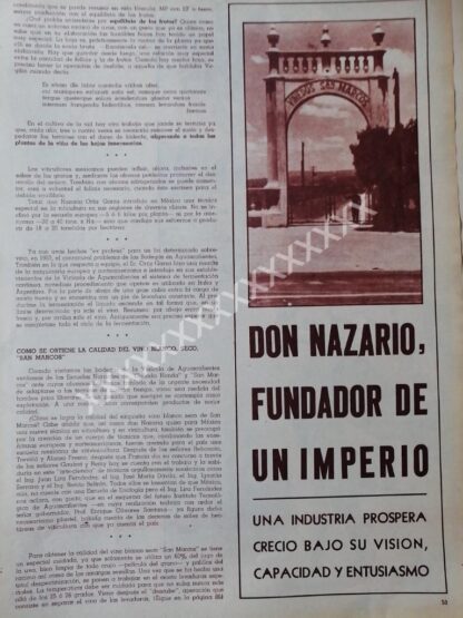 NOTA PRENSA ANTIGUA 1967 VIÑEDOS SAN MARCOS - Image 2