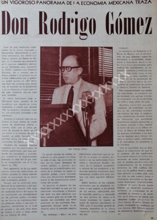 NOTA PRENSA ANTIGUA 1967 RODRIGO GOMEZ /MONTERREY