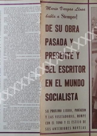 CARTEL ANTIGUO ZABLUDOVSKY ENTREVISTA A VARGAS LLOSA 1973