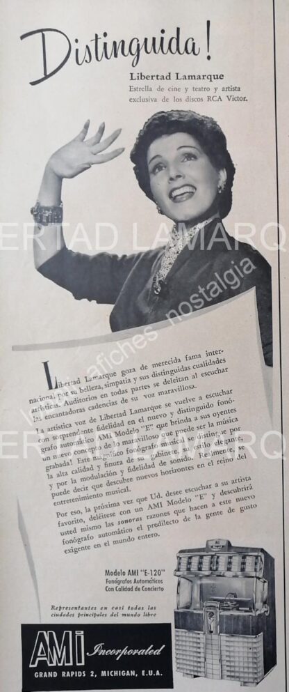CARTEL ANTIGUO ORIGINAL DE SERIE COMPLETA 37 AFICHES ROCKOLAS AMI Y ARTISTAS FAMOSOS 1953-56 - Image 15