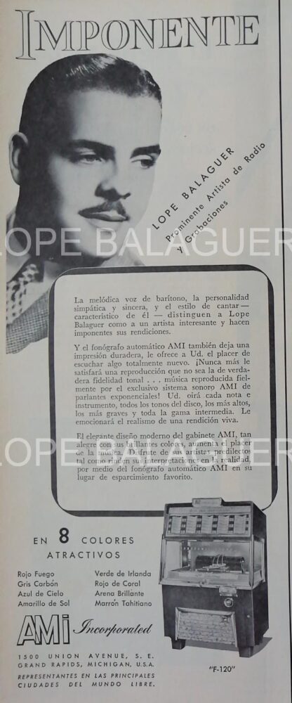 CARTEL ANTIGUO ORIGINAL DE SERIE COMPLETA 37 AFICHES ROCKOLAS AMI Y ARTISTAS FAMOSOS 1953-56 - Image 18