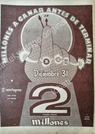 CARTEL ANTIGUO ORIGINAL DE LA LOTERIA NACIONAL 1955 / 70