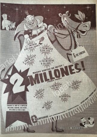 CARTEL ANTIGUO ORIGINAL DE LA LOTERIA NACIONAL 1955 / 69