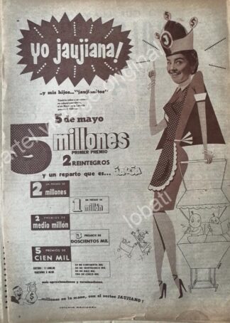 CARTEL ANTIGUO ORIGINAL DE LA LOTERIA NACIONAL 1956 / 67